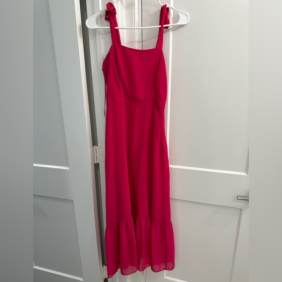 Never worn BEAUTIFUL pink Midi Dress with bow tip straps! - Picture 3 of 3